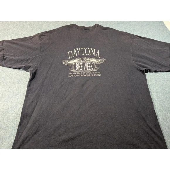 Vintage 2002 Daytona Bike Week Born Rider Graphic T-Shirt XL Black Motorcycle - Picture 5 of 8